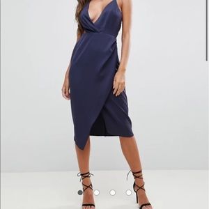 ASOS Cami Satin Midi Pencil Dress w/ Side Cut Out